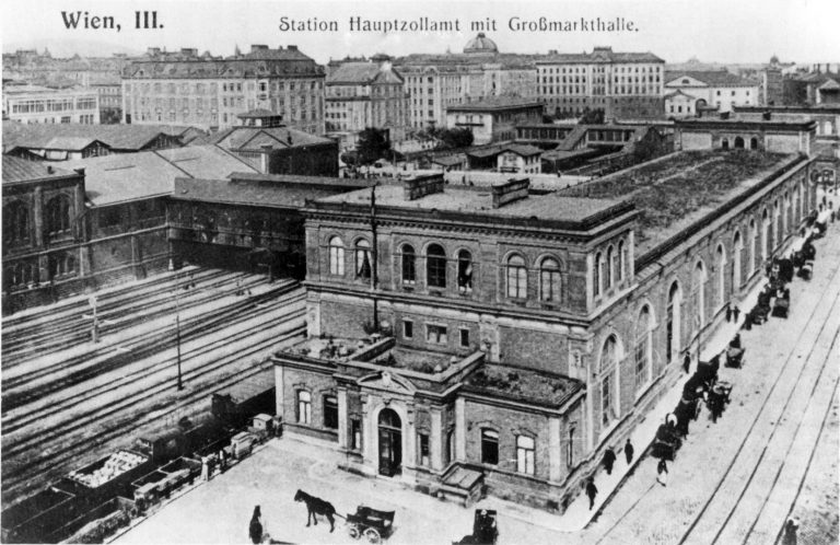 historisches Foto einer Markthalle in Wien