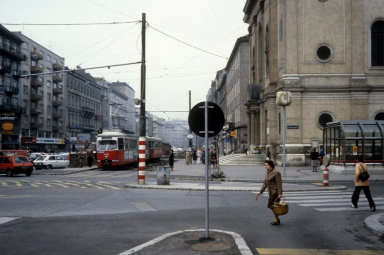 Praterstraße und Nestroyplatz im Jahr 1979, Wien-Leopoldstadt