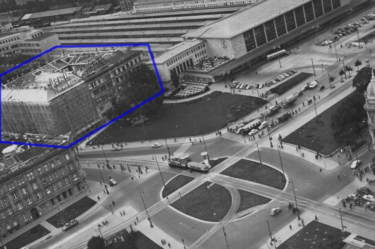 altes Luftbild des Wiener Westbahnhofs