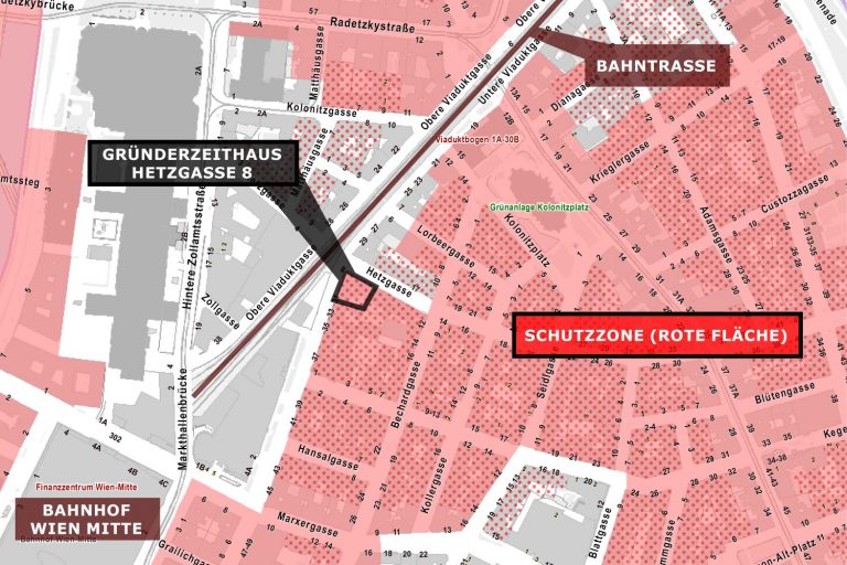 Plan der Schutzzone im Radetzkyviertel und Weißgerberviertel, 2016