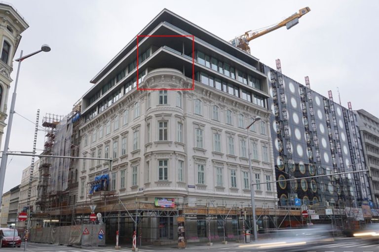 Wiedner Gürtel 18, Dachausbau ersetzt historische Kuppel, Wien-Wieden, 2019