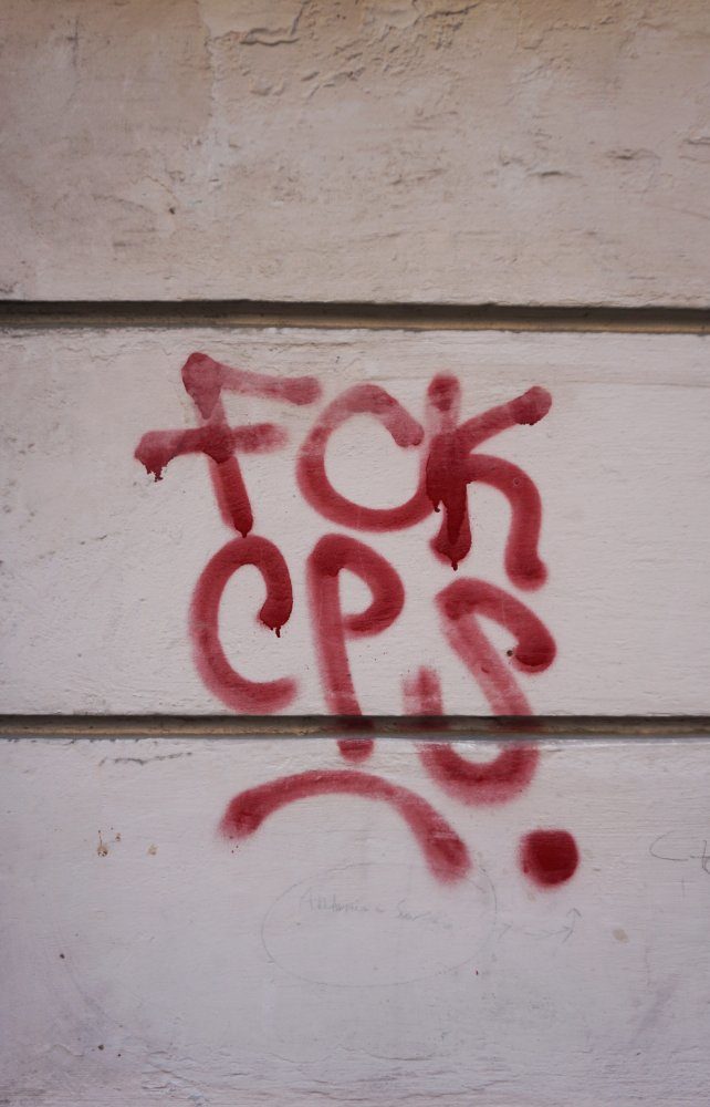Graffiti "FCK CPS" in Wien-Landstraße