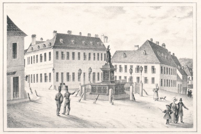 Zeichnung des Albertplatzes aus dem 19. Jahrhundert
