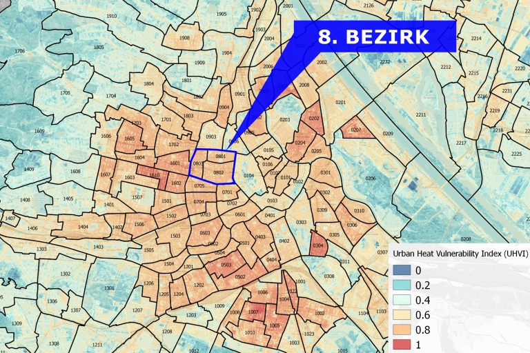 Hitzekarte für Wien