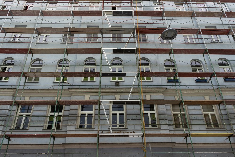 Gründerzeithaus in Wien-Landstraße wird renoviert, Gerüst, Schimmelgasse
