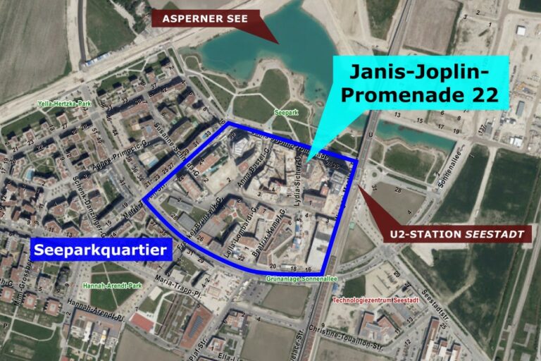 Karte Seestadt Aspern, Donaustadt, Wien, Janis-Joplin-Promenade 22