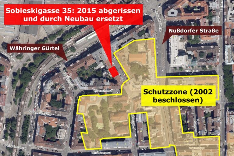 Schutzzone in der Sobieskigasse, Satellitenbild, Alsergrund, Währinger Gürtel, Nußdorfer Straße, Wien