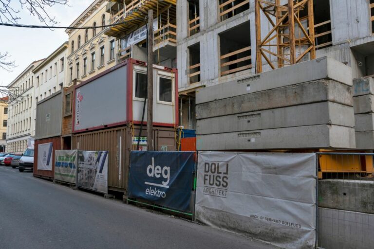 Baustelle in der Heigerleinstraße in Ottakring, Architekt Dollfuss, Wien