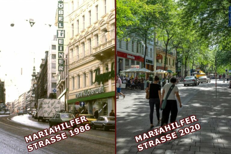 altes und neues Foto der Mariahilfer Straße