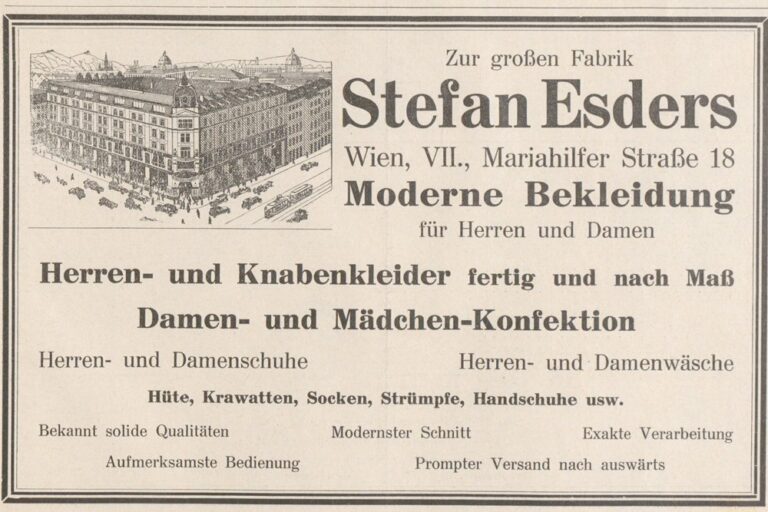 Werbung des Warenhauses "Zur großen Fabrik" von Stefan Esders, Mariahilferstraße 18, 1070 Wien, Leiner-Haus