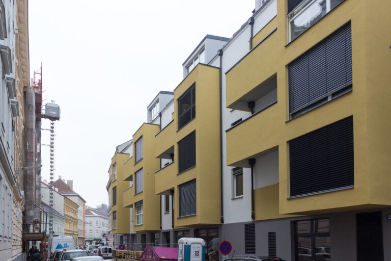 Neubau-Wohnhaus in Floridsdorf, Schwaigergasse, nahe dem Spitz, Neubau nach Abriss