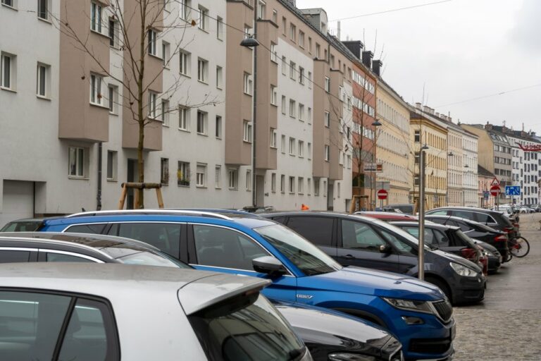 Parkende Autos in der Goldschlagstraße, 1140 Wien