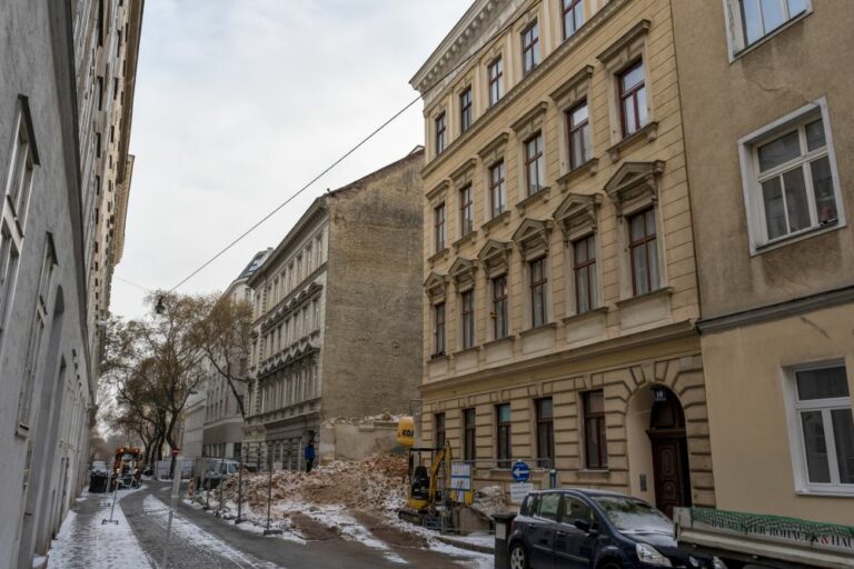 Krieglergasse mit Baulücke, Wien, Landstraße, Weißgerberviertel