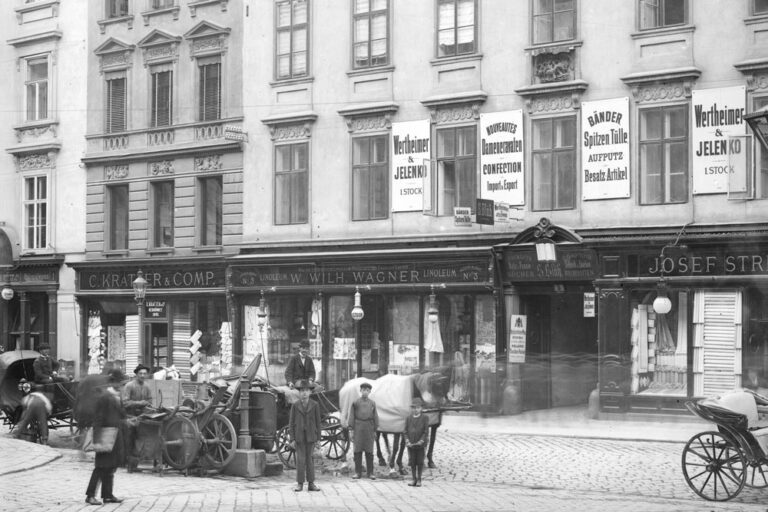 Fuhrwerker und Pferdewagen am Hohen Markt, Innere Stadt