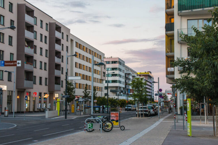 Maria-Tusch-Straße in der Seestadt Aspern (Foto: 2018, Johannes Maximilian / Wikimedia Commons)