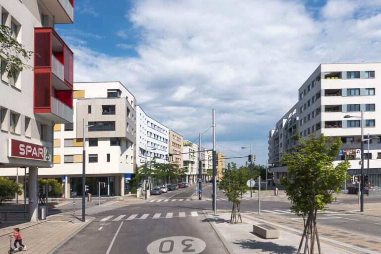 Sonnenallee in der Seestadt Aspern (Foto: 2020, Peter Gugerell)