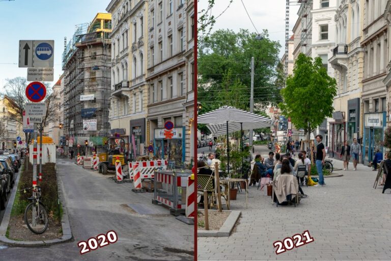 Ruth-Klüger-Platz, vor und nach der Umgestaltung