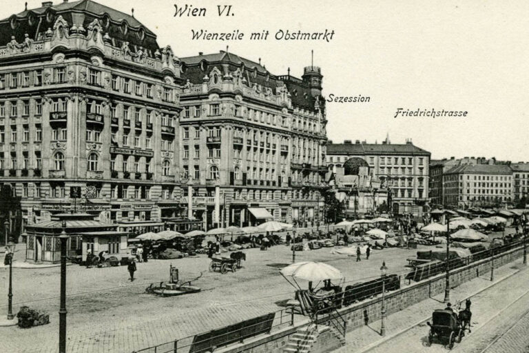 Linke Wienzeile und Naschmarkt im Jahr 1908