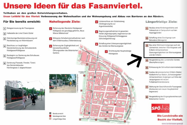 Werbung der SPÖ, "Unsere Ideen für das Fasanviertel"