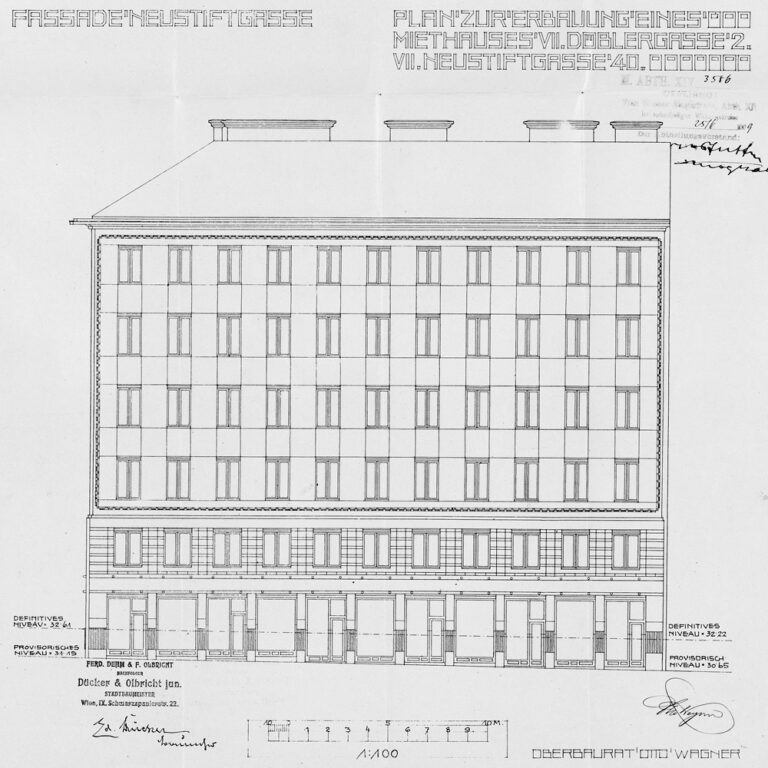 Plan des Wohnhauses Neustiftgasse 40 von Otto Wagner