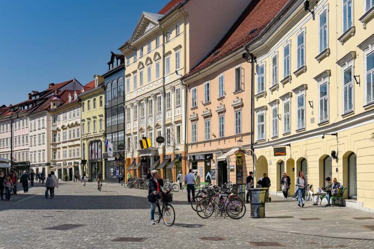 Fußgängerzone in Ljubljana (Laibach) in Slowenien