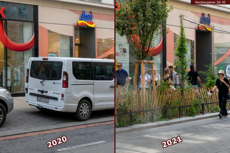 Verkehrsberuhigung und Begrünung in der Neubaugasse, 1070 Wien