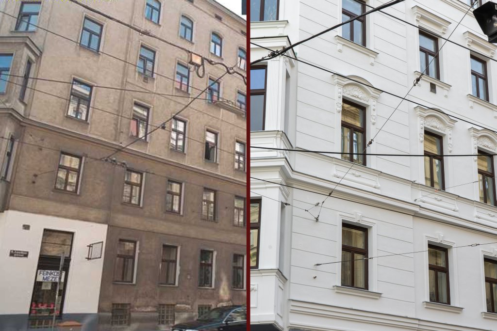 Gründerzeithaus vor und nach der Sanierung
