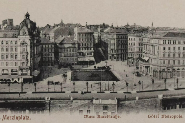 historische Aufnahme eines Platzes in Wien, Donaukanal