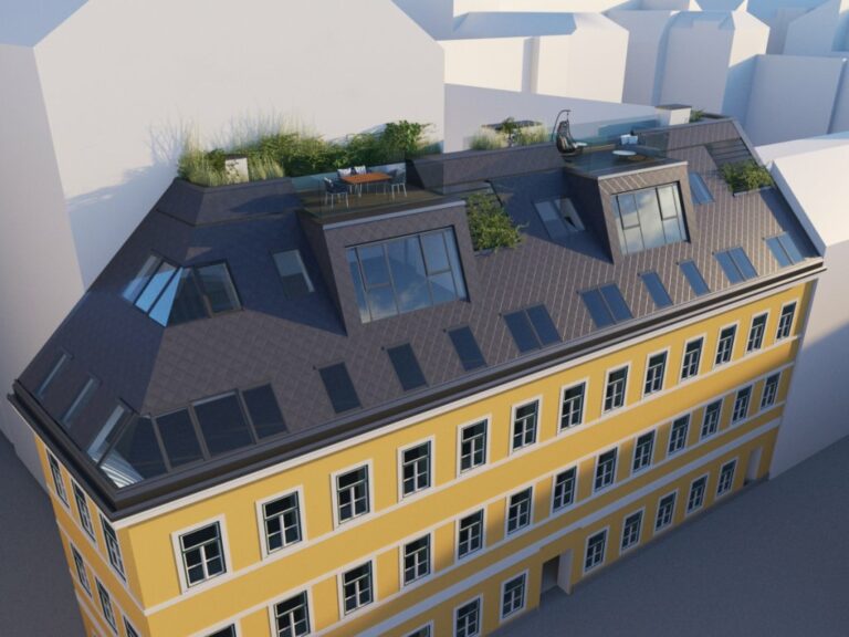 Rendering des Hauses Bernardgasse 1, Dachausbau