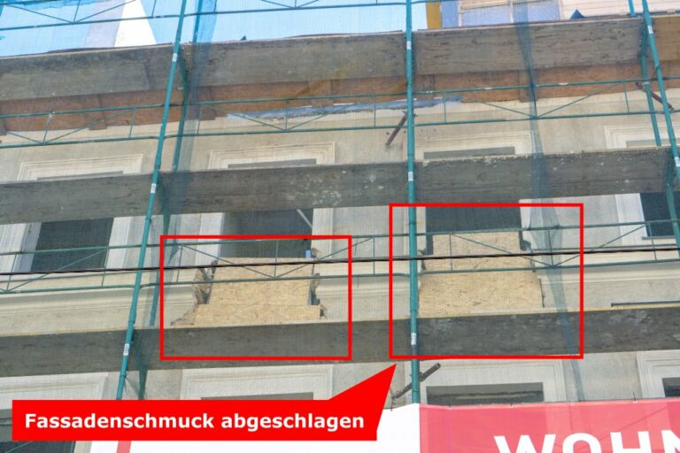 Friedmanngasse 29, Fassadenschmuck abgeschlagen