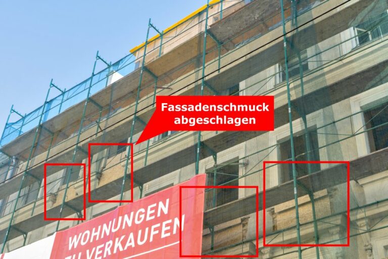 Friedmanngasse 29, Fassadenschmuck abgeschlagen