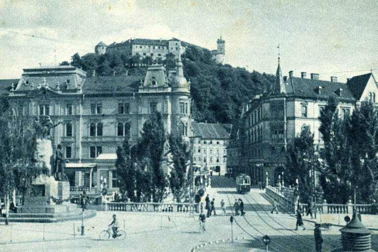 Platz in Ljubljana, altes Foto