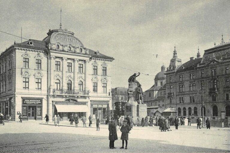 Platz in Ljubljana, altes Foto