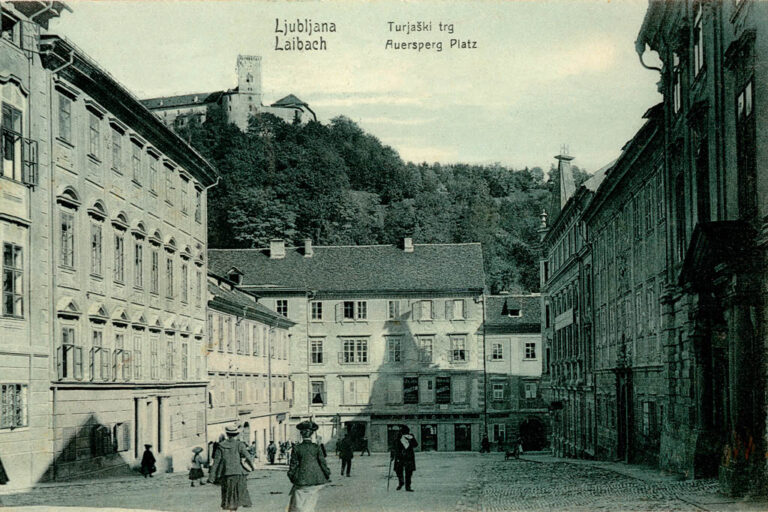 Platz in Ljubljana, altes Foto