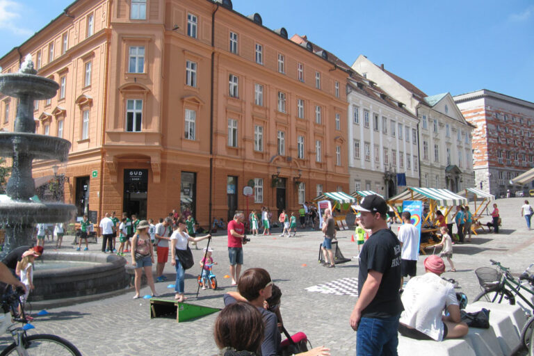 Platz in Ljubljana, Fußgängerzone