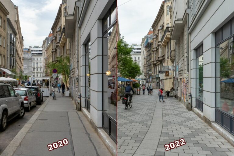 Zollergasse vor und nach dem Umbau