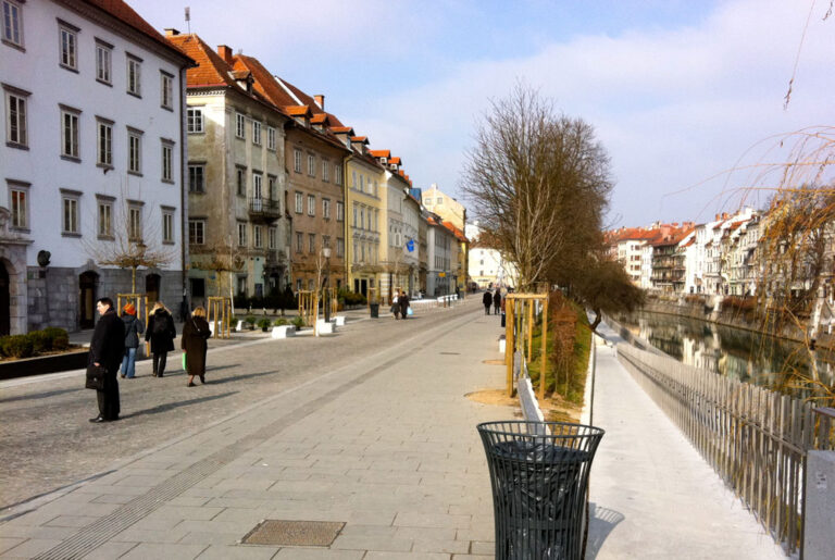 Uferpromenade in Ljubljana, Fußgängerzone