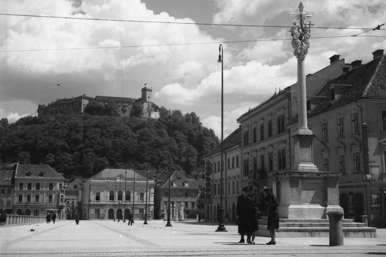 Platz in Laibach/Slowenien, altes Foto