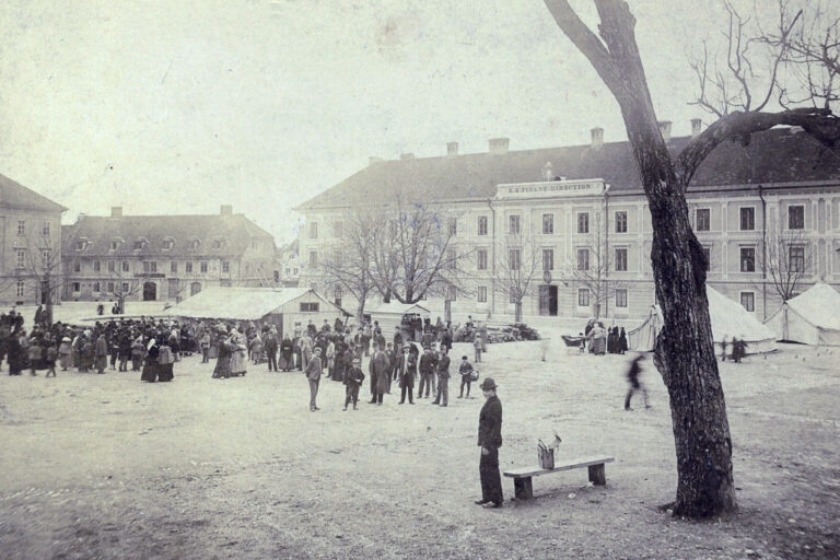 Platz in Ljubljana, historische Aufnahme