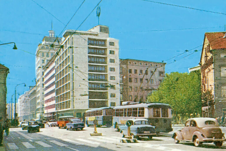 Straße in Ljubljana, Aufnahme aus den 1960ern