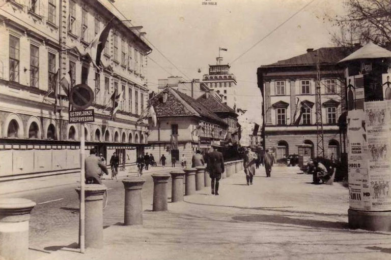 Slovenska cesta in Ljubljana, historische Aufnahme