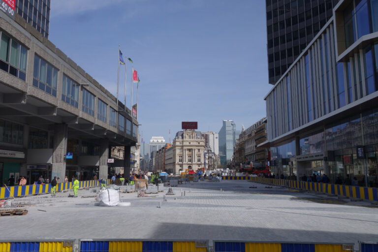 Fußgängerzone in Brüssel wird gebaut