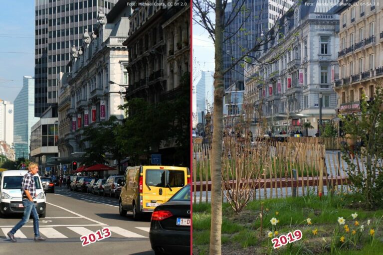 Boulevard Anspach vor und nach der Verkehrsberuhigung