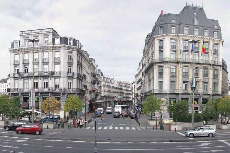 Brüsseler Innenstadt, Kreuzung, Blick von der Börse