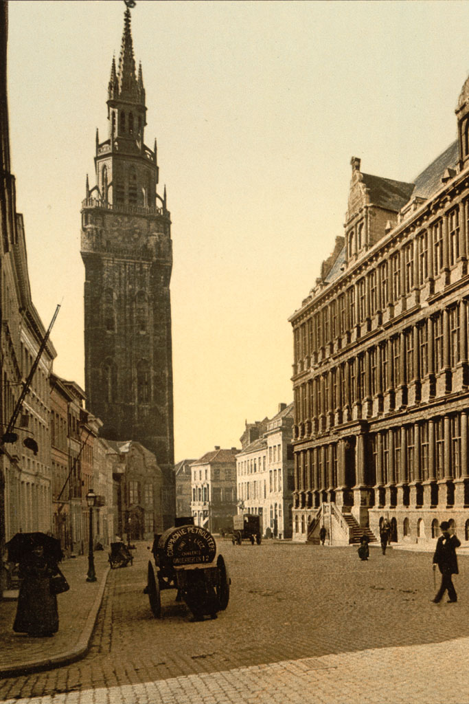 Belfried und Rathaus von Gent zur Jahrhundertwende