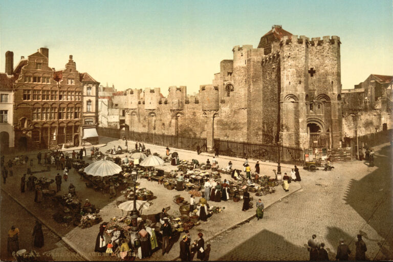 Burg in Gent, Marktplatz, historische Aufnahme