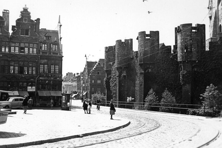 Stadtzentrum und Burg von Gent, altes Foto