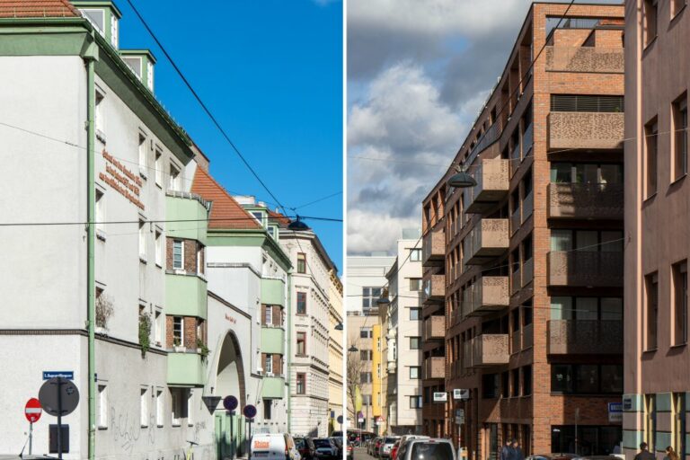 Gemeindebau und Neubau in der Rüdengasse in Wien-Landstraße