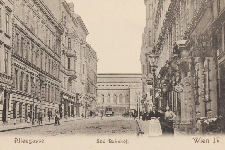 alte Aufnahme der Argentinierstraße, "Alleegasse, Süd-Bahnhof, Wien IV."
