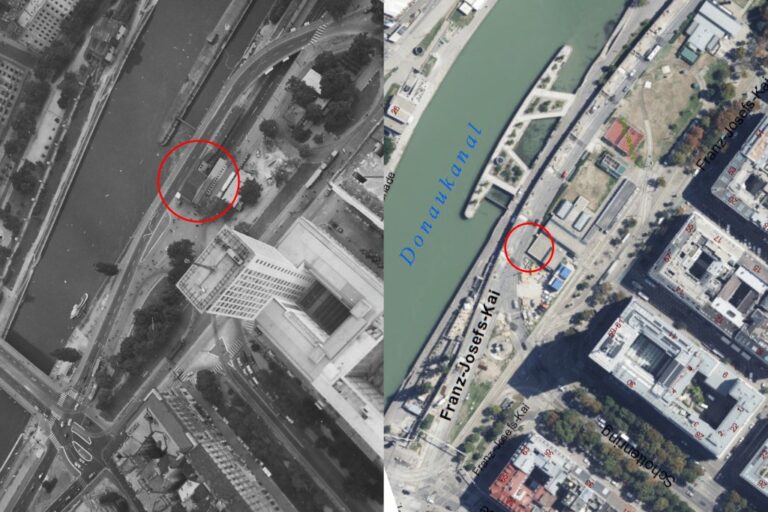 Luftaufnahmen von Franz-Josefs-Kai, Donaukanal, Ringturm